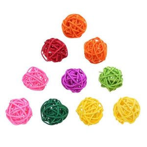 10/20pcs Rattan Balls Parrot Toys Bird Interactive Bite Chew Toys for Parakeet Budgie Cage Accessories Bird Playing Toys