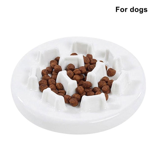 Ceramic Pet Slow Feeder Anti-smashing Food Bowl Dog And Cat Cute Small Fish Bones Shape Bowls Puppy Kitten Feeding Pan