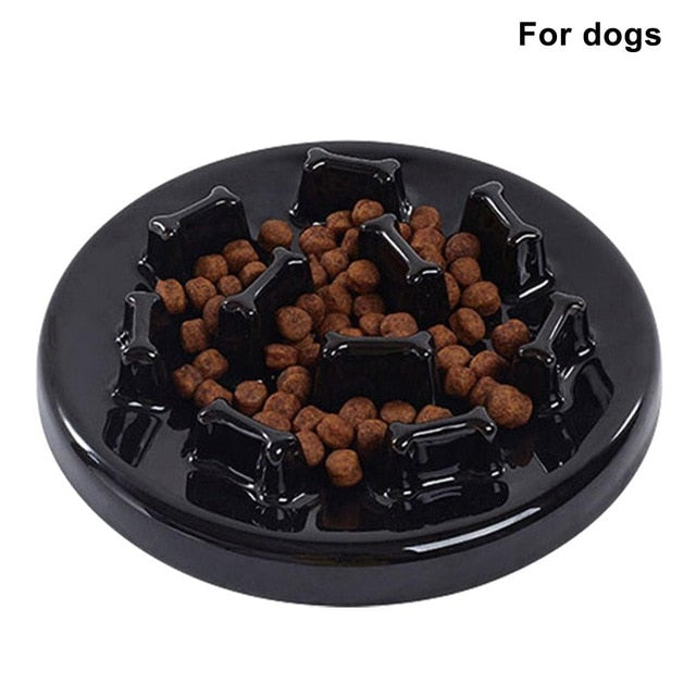 Ceramic Pet Slow Feeder Anti-smashing Food Bowl Dog And Cat Cute Small Fish Bones Shape Bowls Puppy Kitten Feeding Pan