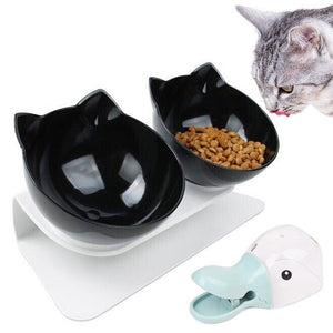 Adjustable Tilted Transparent Pet Bowl Non-Slip Neck Protection Dog Food Bowls Cat Water Food  Bowls With Food Scoop Pet Feeder