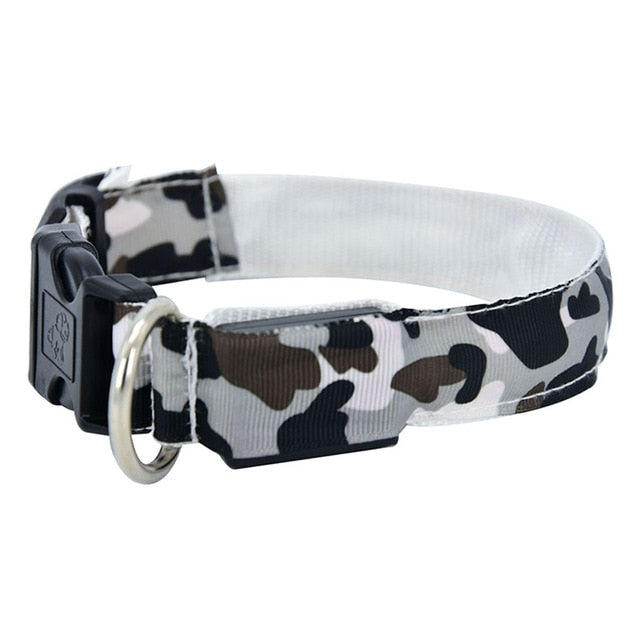 LED Dog Collar Luminous Pet Products Safety Camouflage Stylish Flashing Glow Necklace Pet Accessories