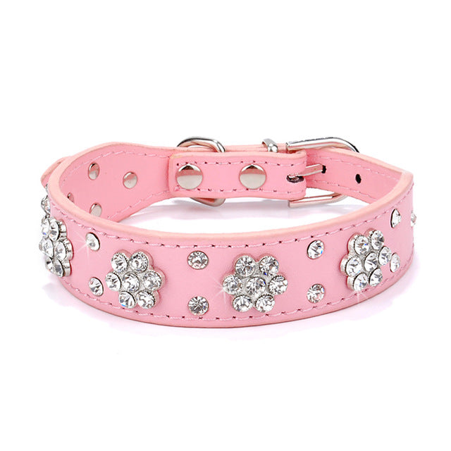 Bling Rhinestone Puppy Cat Collars Adjustable Leather Bowknot Kitten Collar For Small Medium Dogs Cats Chihuahua Pug Yorkshire