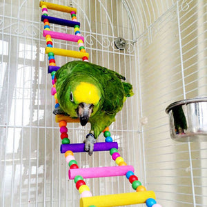 Parrot Climbing Ladder Wooden Swing Bridge Bird Cage Hanging Toy for Conures Cockatiel Budgie @LS