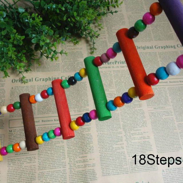 Parrot Climbing Ladder Wooden Swing Bridge Bird Cage Hanging Toy for Conures Cockatiel Budgie @LS