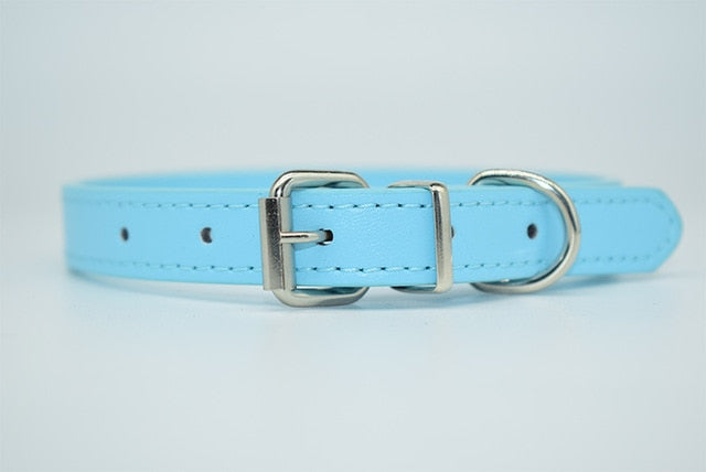 PU Leather Solid Soft Colorful Pet Dog Collar For Small Medium Large Dogs Neck Strap Adjustable Safe Puppy Kitten Cats Collar