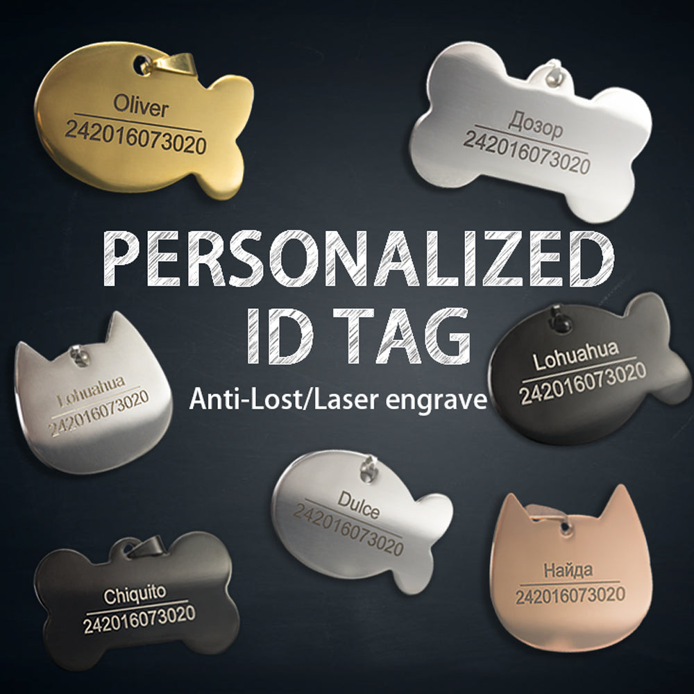 Personalized Dog Tag Stainless Steel Name Engraved ID Tags For Dog Collar Anti-Lost Pet Nameplate Pendant For Pitbull Labrador